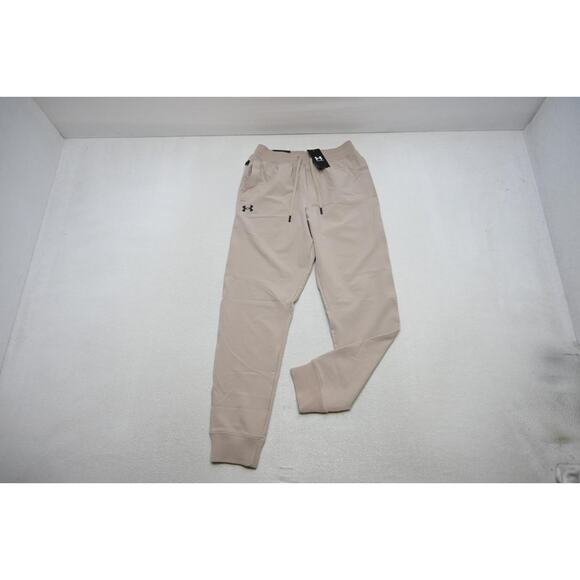 Under Armour Tapered Joggers Sweat Pants Beige W/Pockets Mens Small NWT $100 - Picture 1 of 10